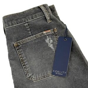 Fidelity Los Angeles Lennox Skirt Grey Corduroy Mini Distressed‎ Pockets Size 6